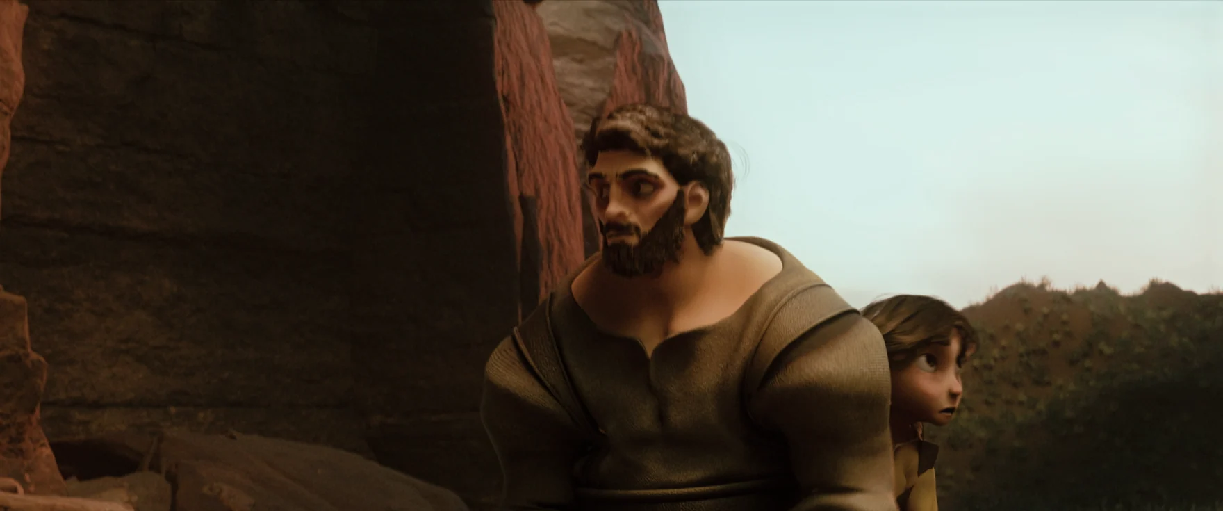 Father and daughter in the desert