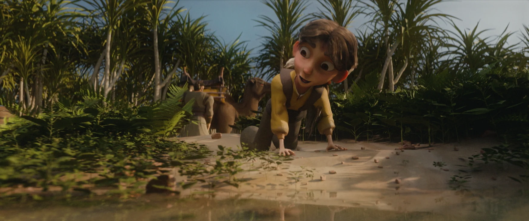 A child exploring an oasis in Curse of the Ring