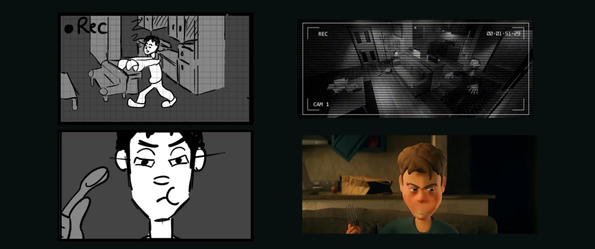 Storyboard-to-final comparisons · Press kit, page 9